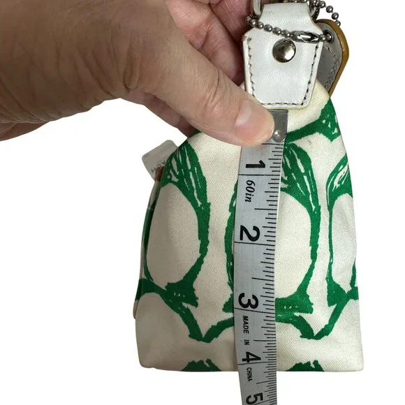 Vintage Coach Green Scribble Signature Hampton Top Handle Pouch Mini Bag Y2K NEW - Picture 15 of 16